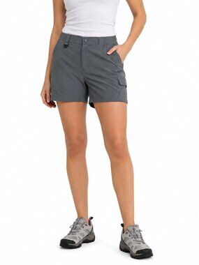 COLUMBIA GRT 4.5" Cargo Shorts Grey Large Nylon Omni-Dry Utility Hiking Gorpcore